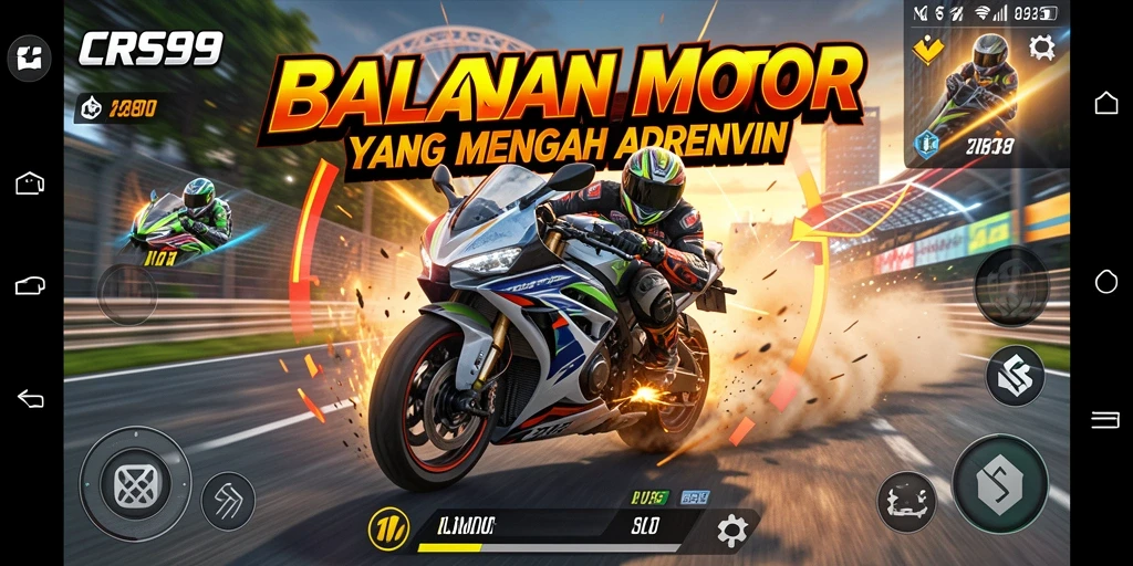 Gameplay mendebarkan dari balapan motor di CRS99.