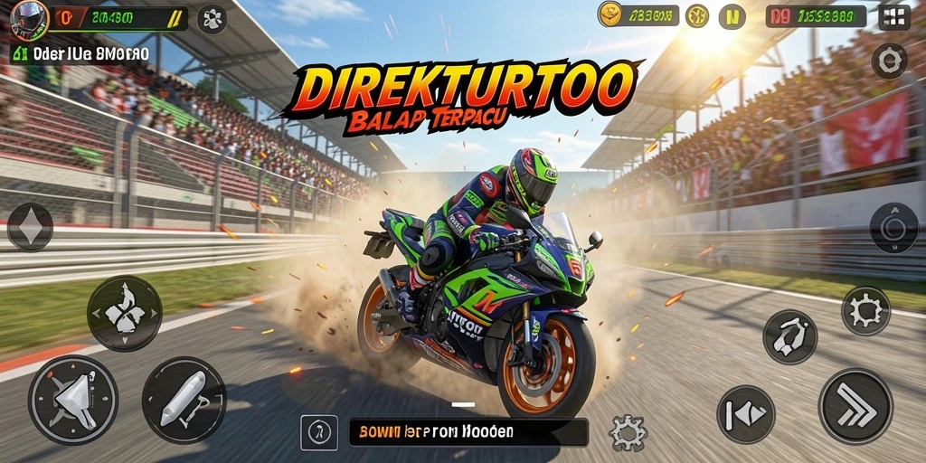 Tangkapan layar gameplay <strong>DIREKTURTOTO</strong> yang menampilkan aksi balapan motor yang mendebarkan.