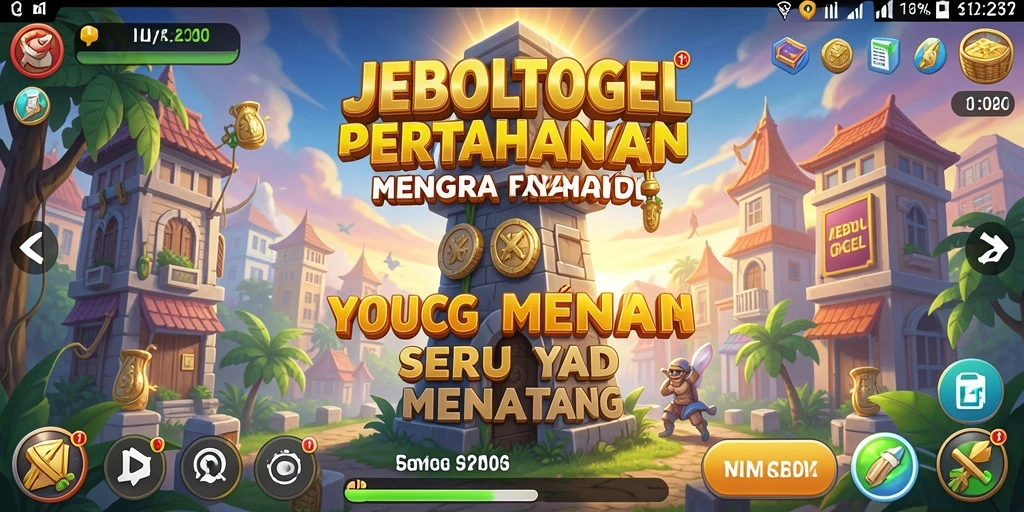 Screenshot utama JEBOLTOGEL menampilkan aksi pertahanan menara yang intens.