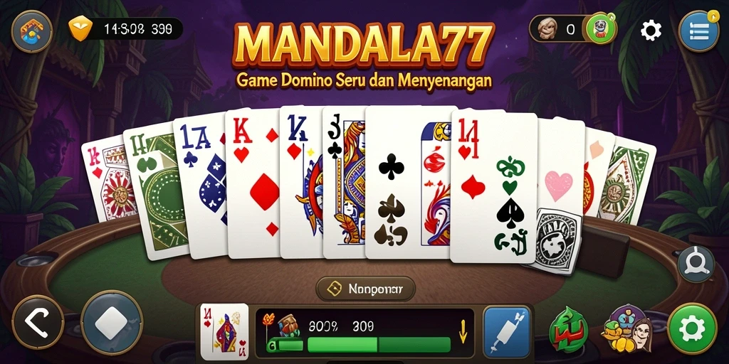 Tampilan gameplay Domino dalam MANDALA77 yang menarik dan seru.