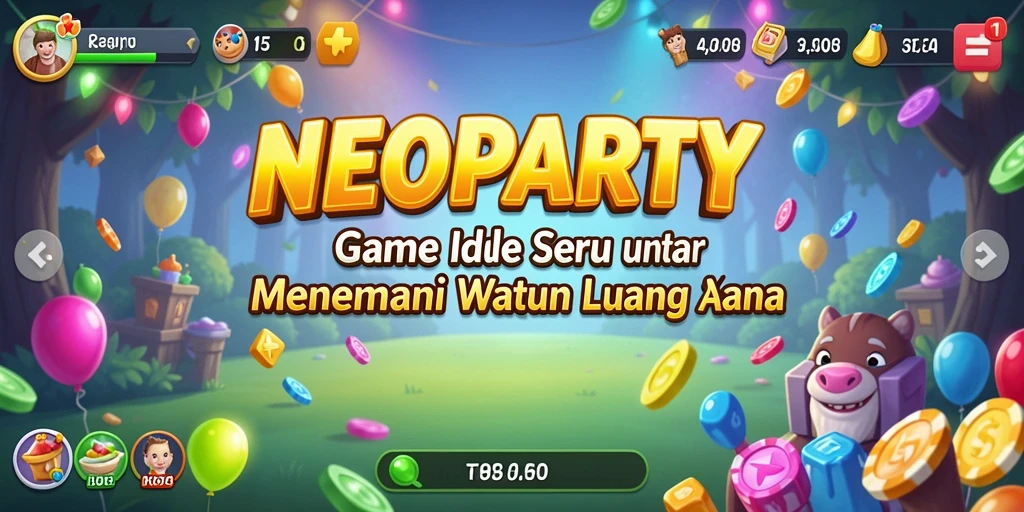 Tampilan gameplay seru dari NEOPARTY yang menggambarkan pesta yang ramai.