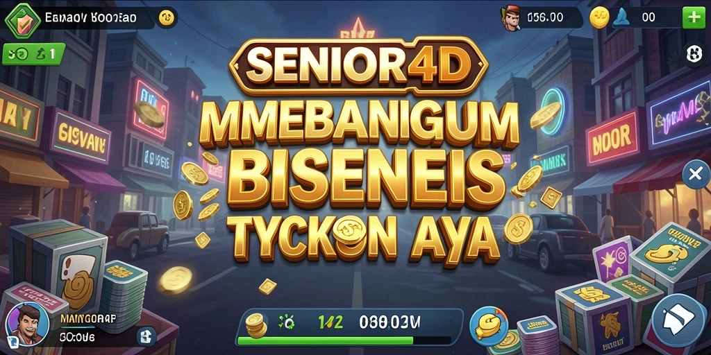 Screenshot gameplay SENIOR4D dengan tampilan manajemen bisnis yang detail.